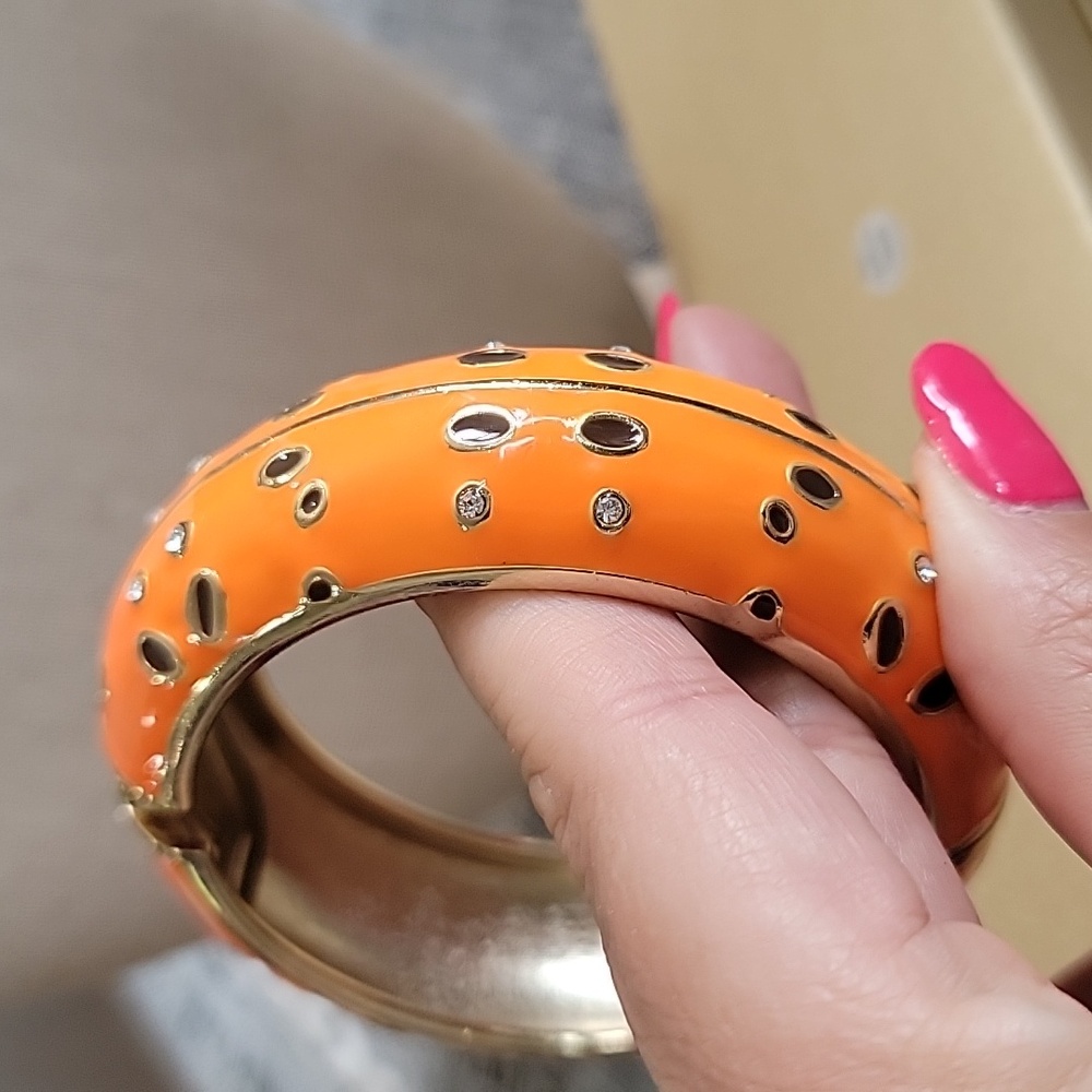 Sequin Orange and Gold Bangle Bracelet